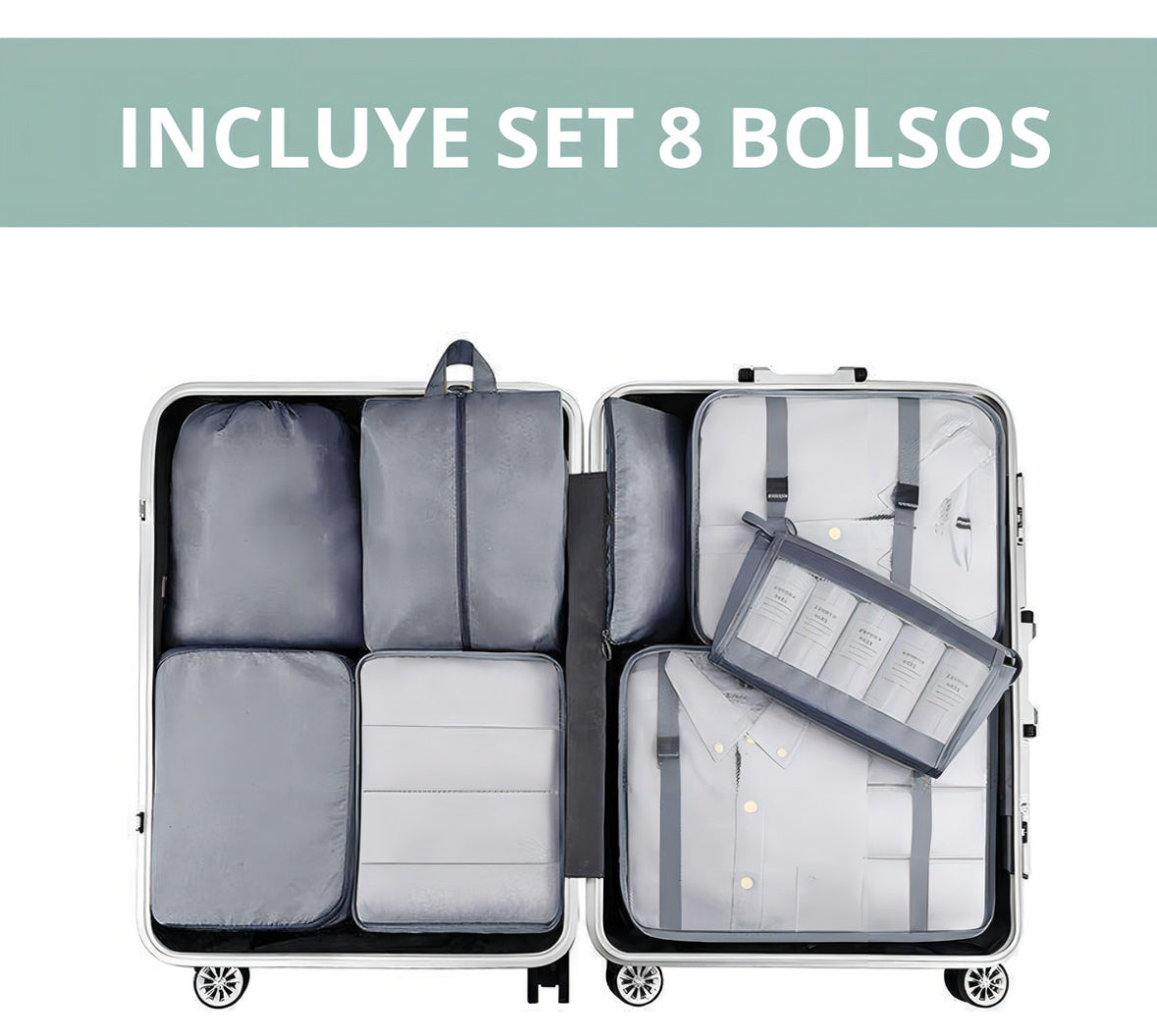 Juego De 8 Bolsas Organizadoras De Maletas, Set Viaje Equipaje