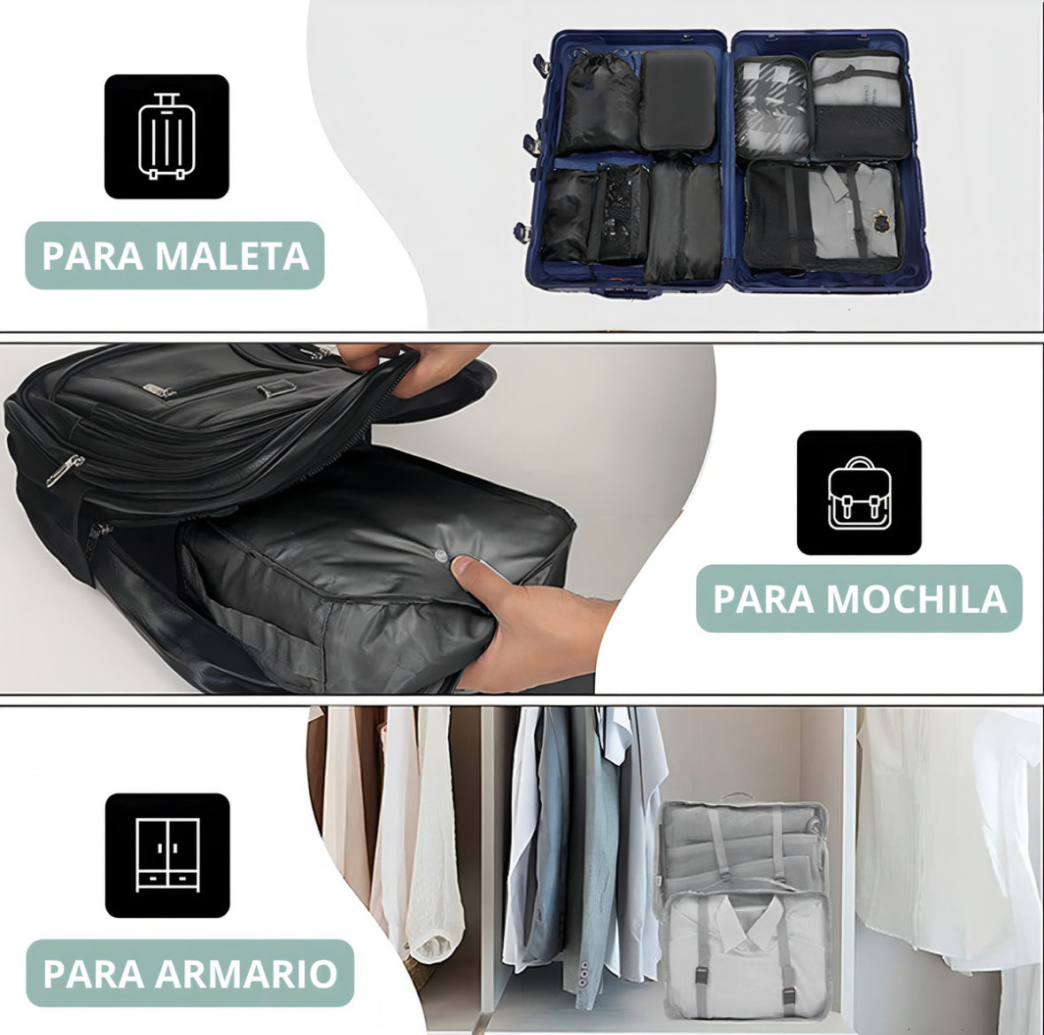 Juego De 8 Bolsas Organizadoras De Maletas, Set Viaje Equipaje