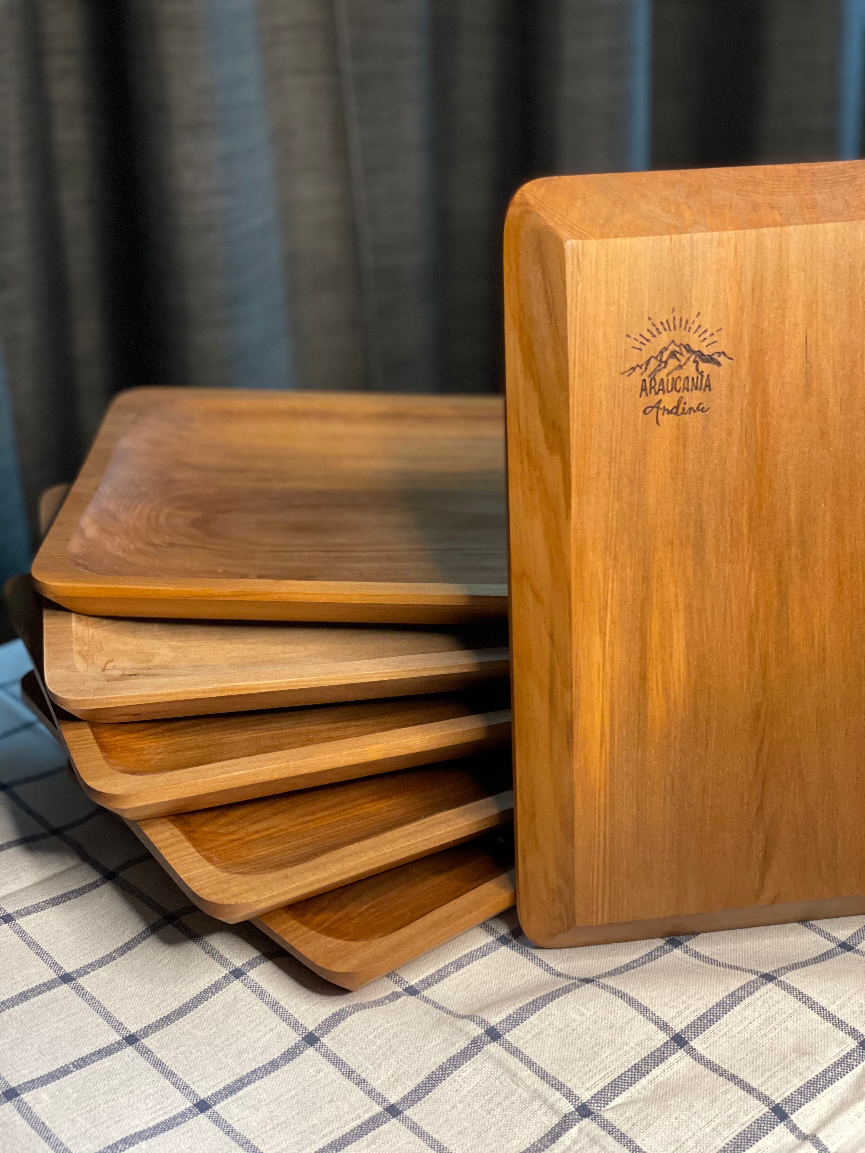 Set de platos madera nativa - Tienda Araucania Andina